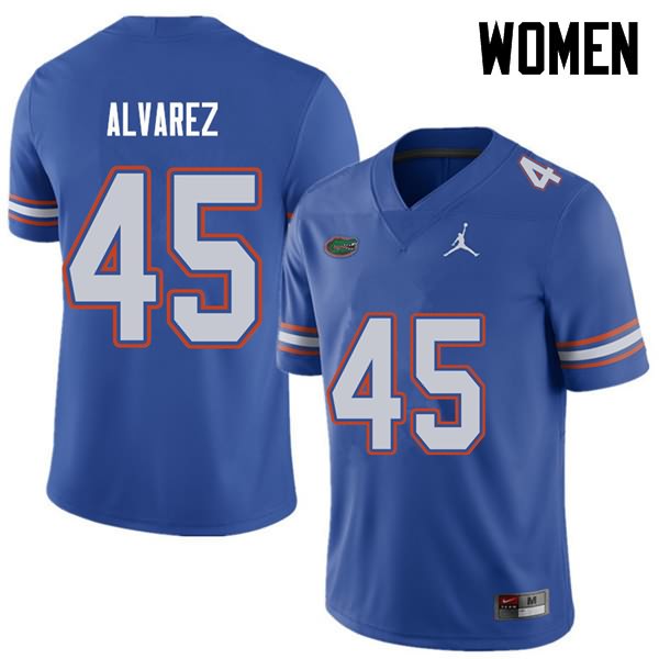 Women's NCAA Florida Gators Carlos Alvarez #45 Stitched Authentic Jordan Brand Royal College Football Jersey BEG1065OM